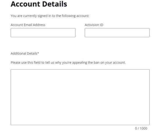Activision support ban appeal with the support team