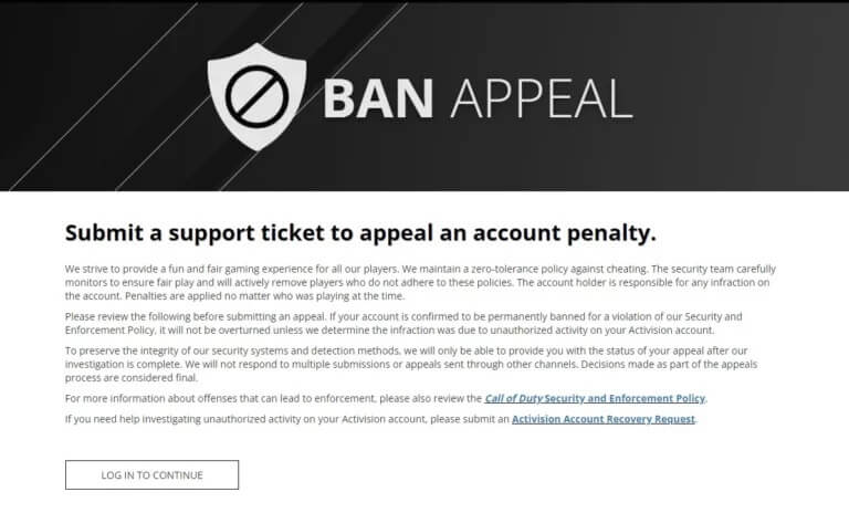 Ban Appeal form