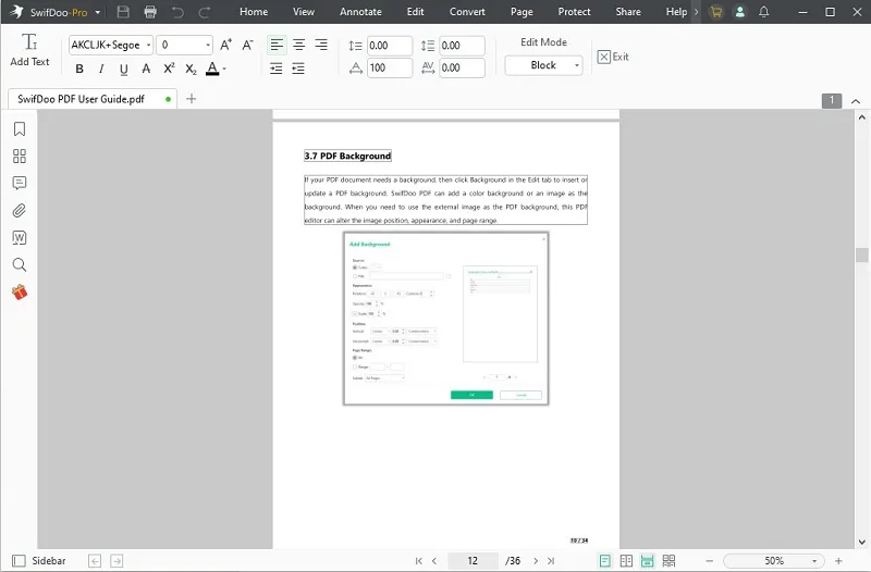 specific edit mode